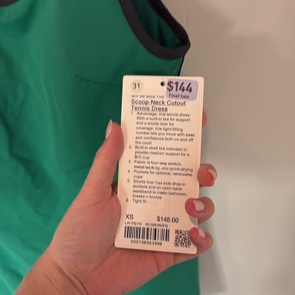 NWT Lululemon Scoop-Neck Cutout Tennis Dress Raceway Rainforest Green Size XS - Picture 4 of 8